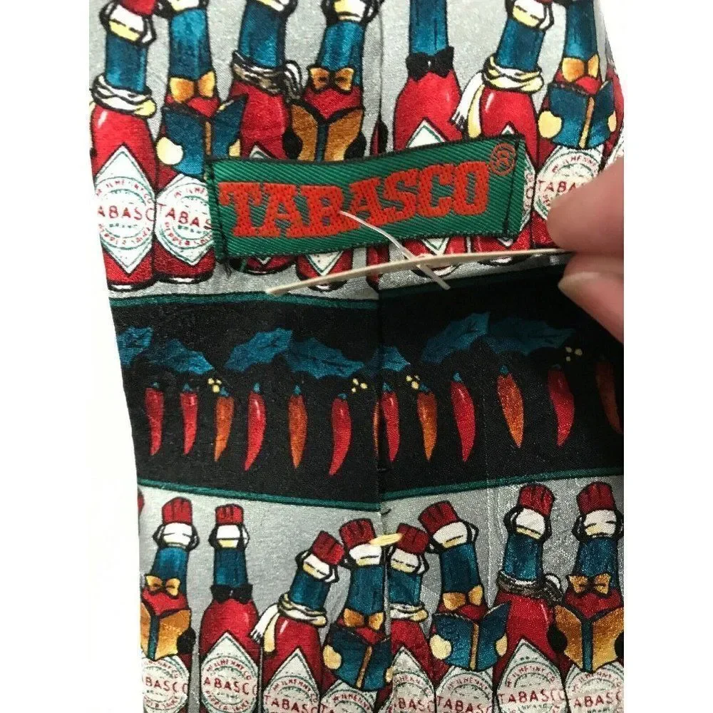 Tabasco Mens Necktie Tie Silk Hot Sauce Novelt New